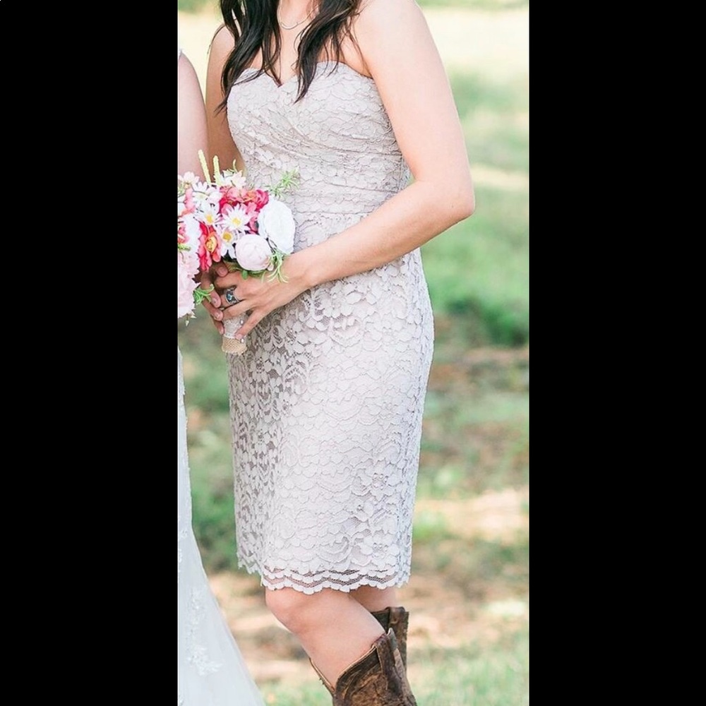 David’s Bridal Strapless Bridesmaid Dress